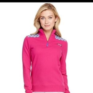 Vineyard Vines Pink Quarter-Zip Top size large